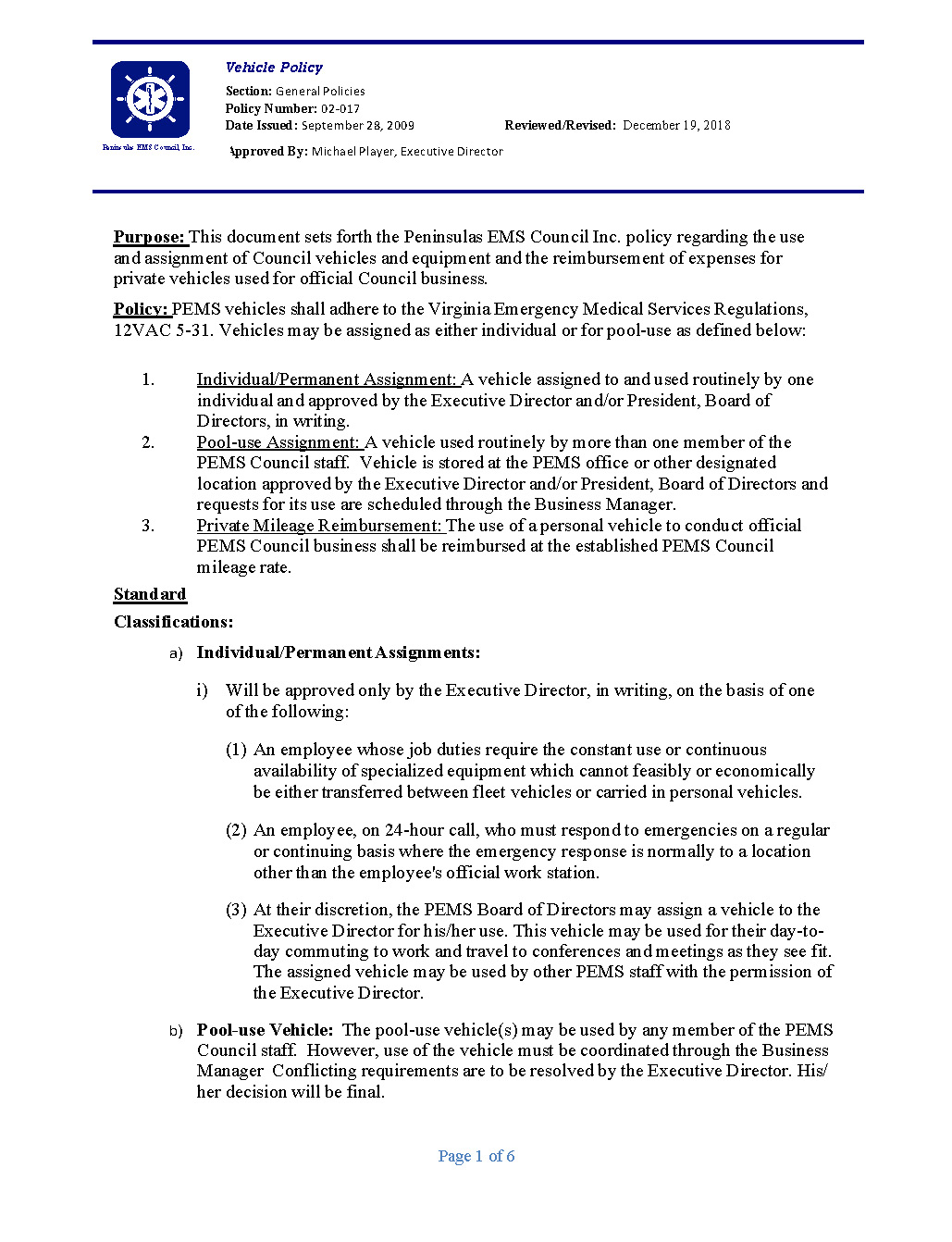 02 017 Vehicle Policy 12 18 Page 1