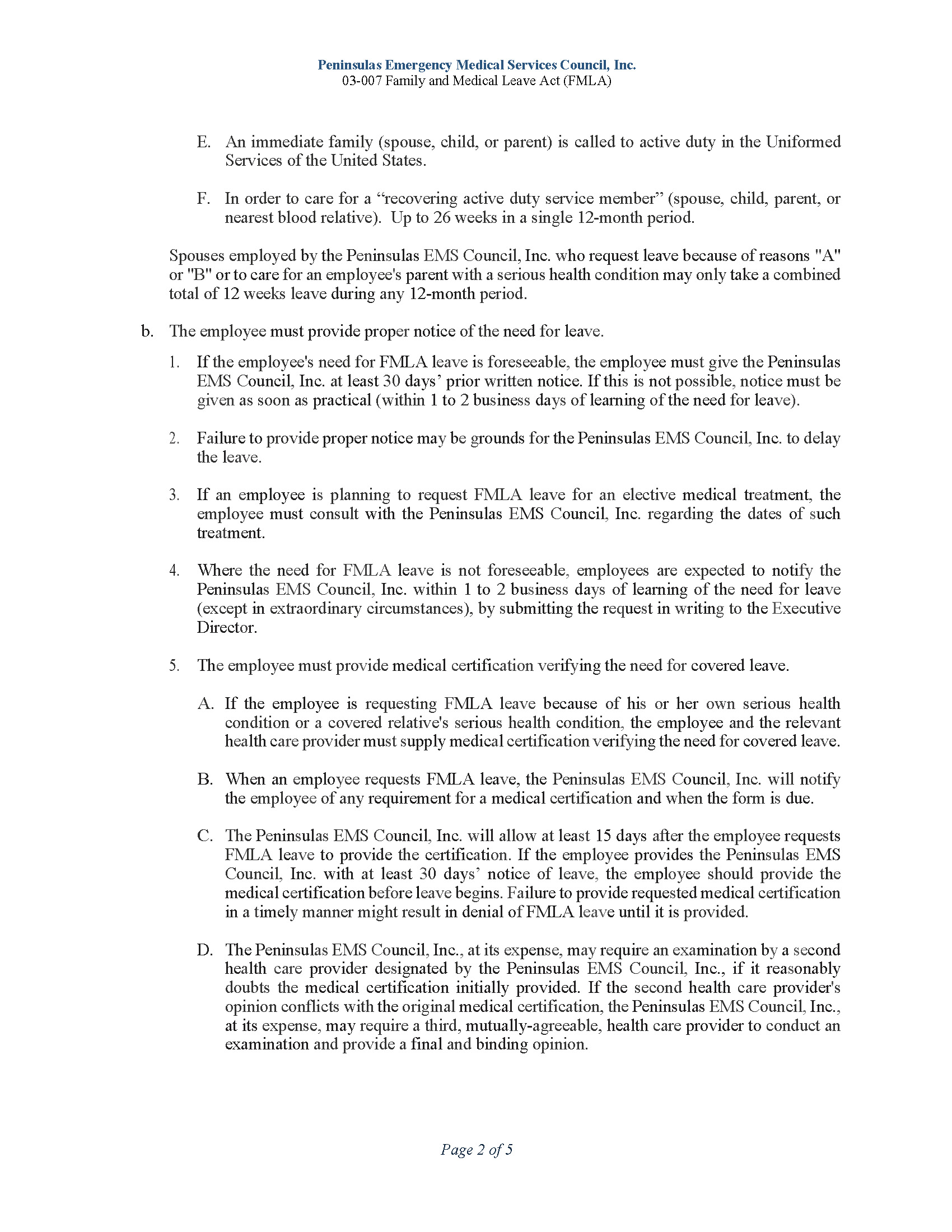 03 007 Family Medical Leave Act FMLA 12 18 Page 2