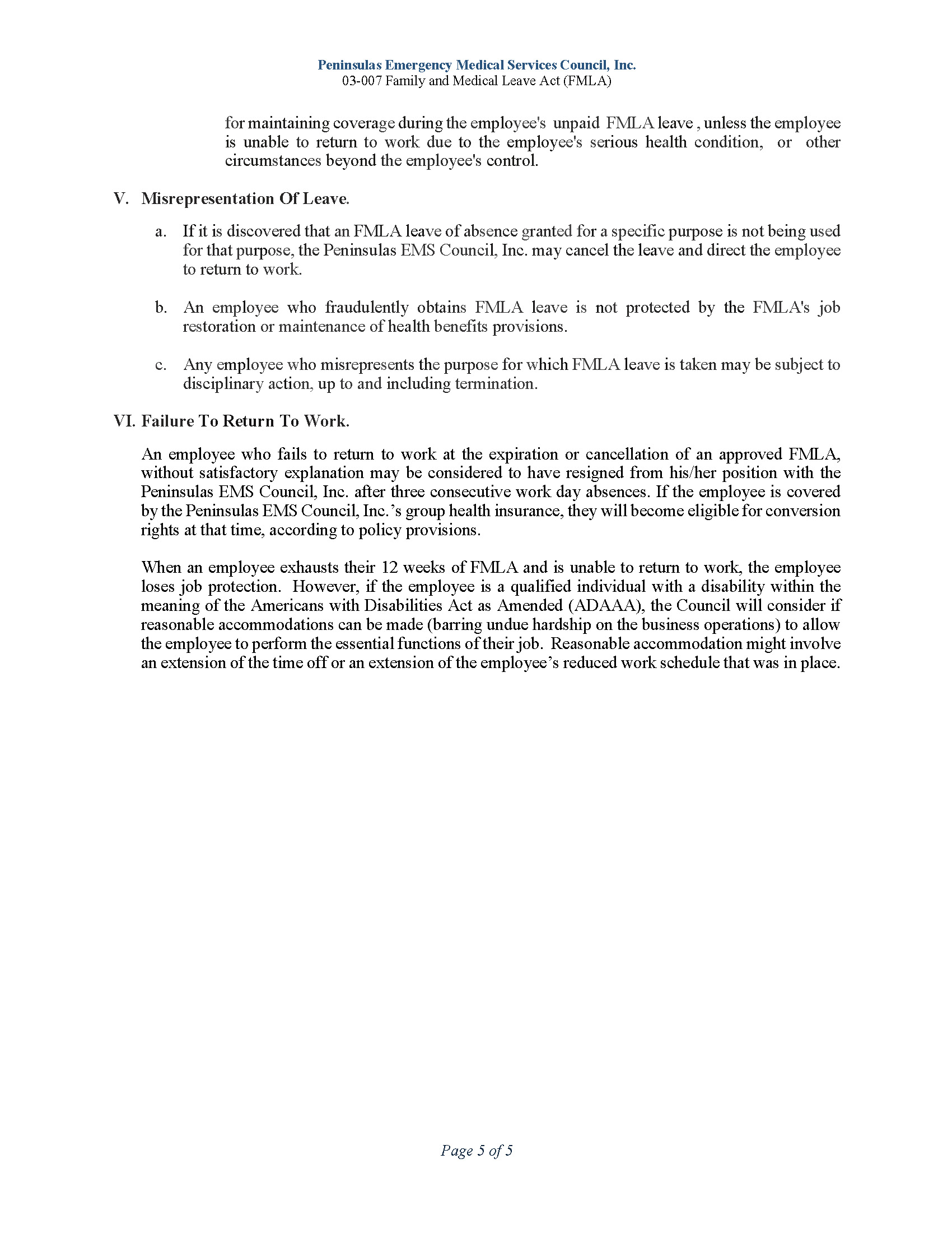 03 007 Family Medical Leave Act FMLA 12 18 Page 5